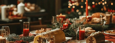 Photo d'un repas de fête de fin d'année préparé par un traiteur
